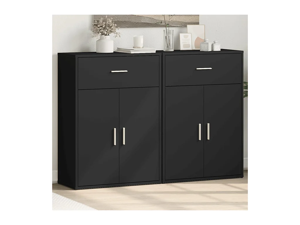 Sideboards 2 Stk. Schwarz 60x30x84 cm Holzwerkstoff