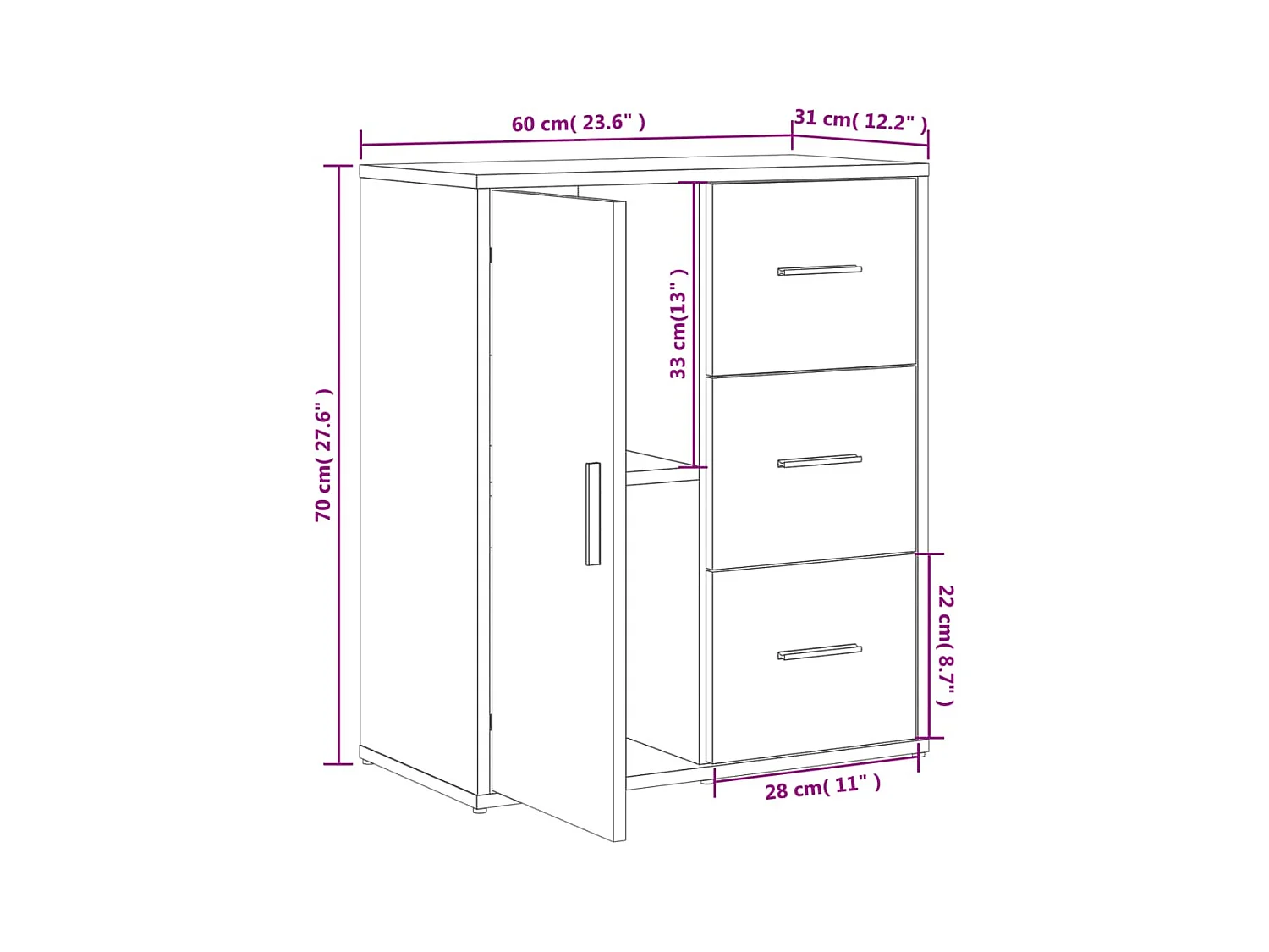 Sideboard Braun Eiche-Optik 60x31x70 cm Holzwerkstoff