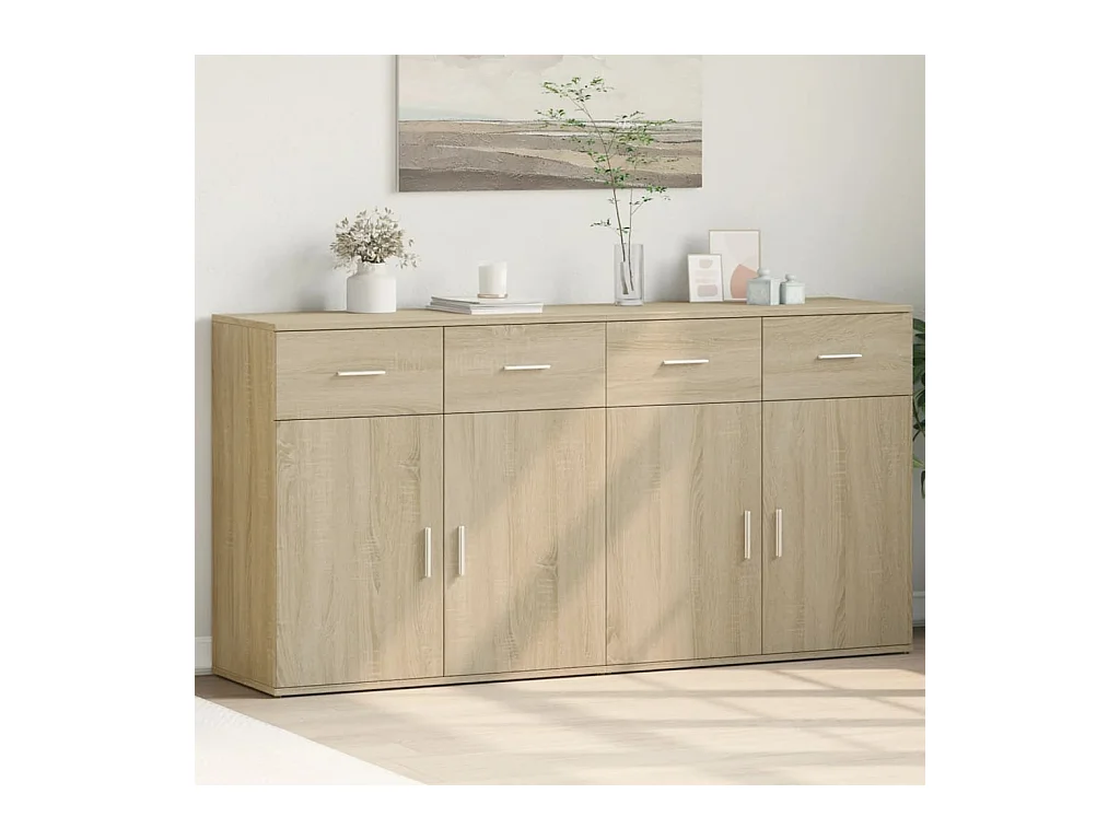 Buffets 2 pcs chêne sonoma 79x38x80 cm bois d'ingénierie