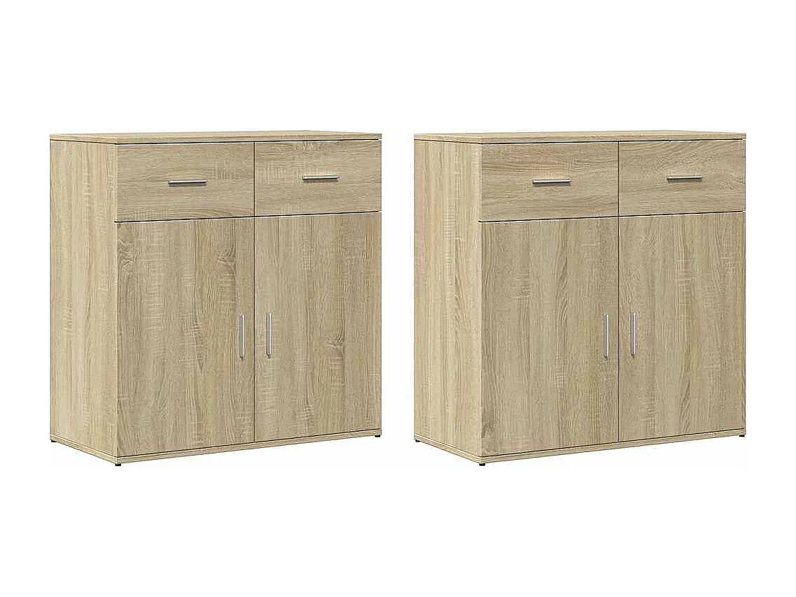 Buffets 2 pcs chêne sonoma 79x38x80 cm bois d'ingénierie