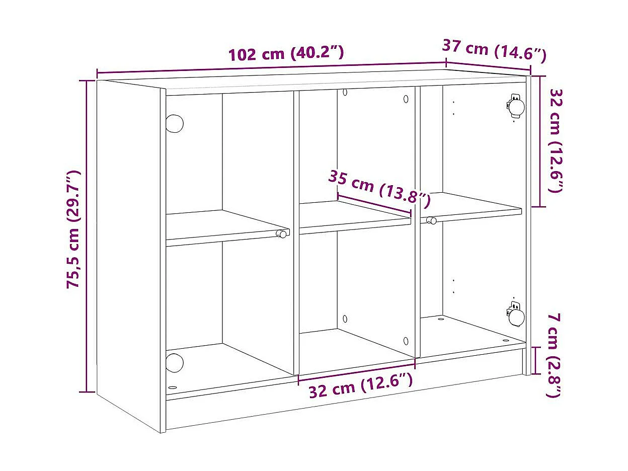 Buffet chêne sonoma 102x37x75,5 cm bois d'ingénierie