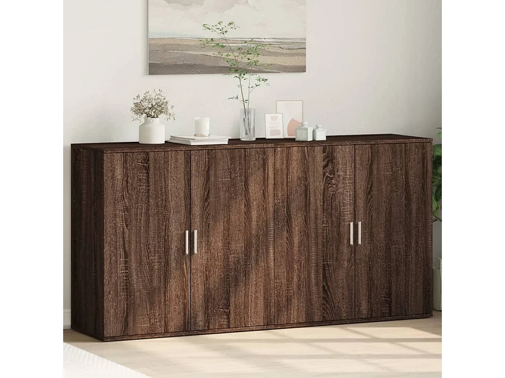 Buffets 2 pcs chêne marron 79x38x80 cm bois d'ingénierie