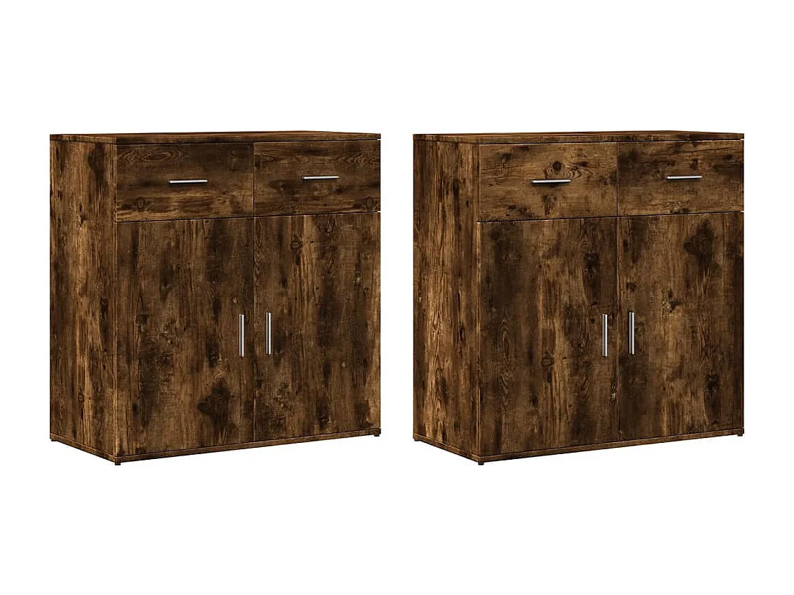 Dressoirs 2 st 79x38x80 cm bewerkt hout gerookt eikenkleurig