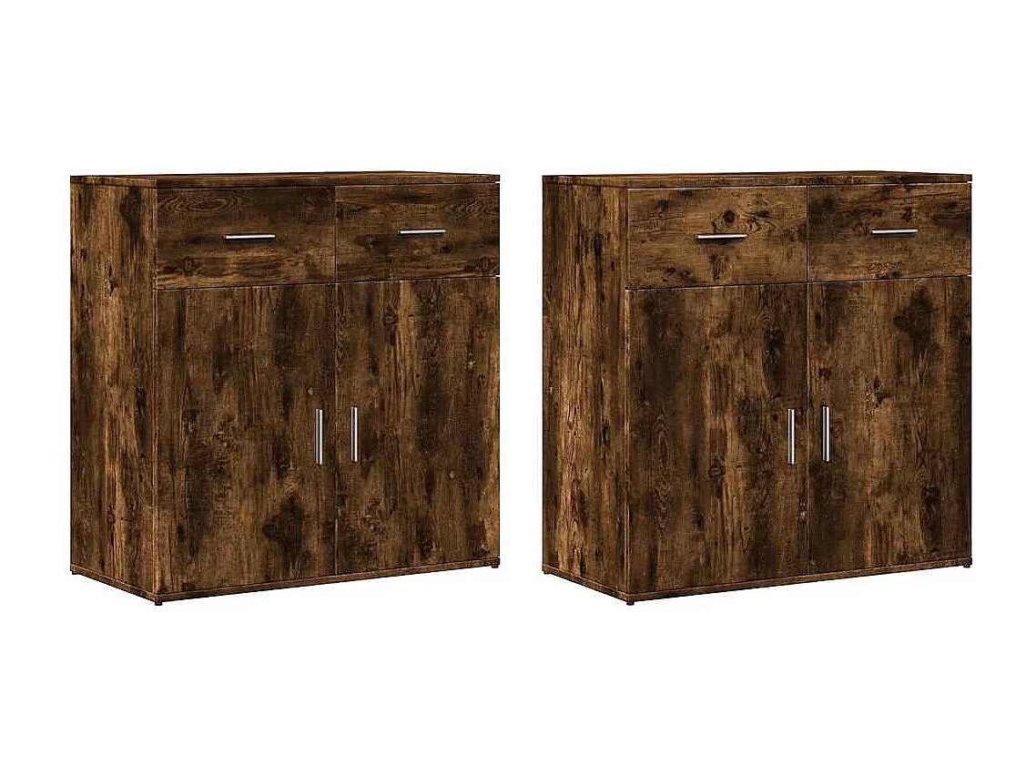 Buffets 2 pcs chêne fumé 79x38x80 cm bois d'ingénierie
