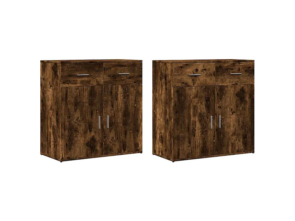 Buffets 2 pcs chêne fumé 79x38x80 cm bois d'ingénierie