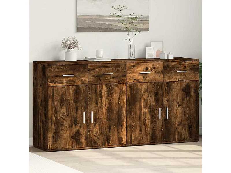 Buffets 2 pcs chêne fumé 79x38x80 cm bois d'ingénierie