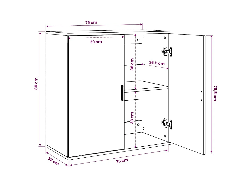 Credenza Grigio Sonoma 79x38x80 cm in Legno Multistrato