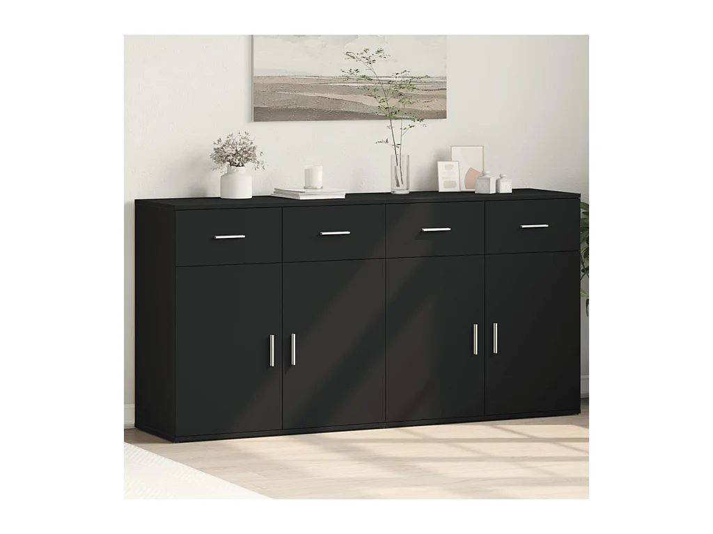 Dressoirs 2 st 79x38x80 cm bewerkt hout zwart
