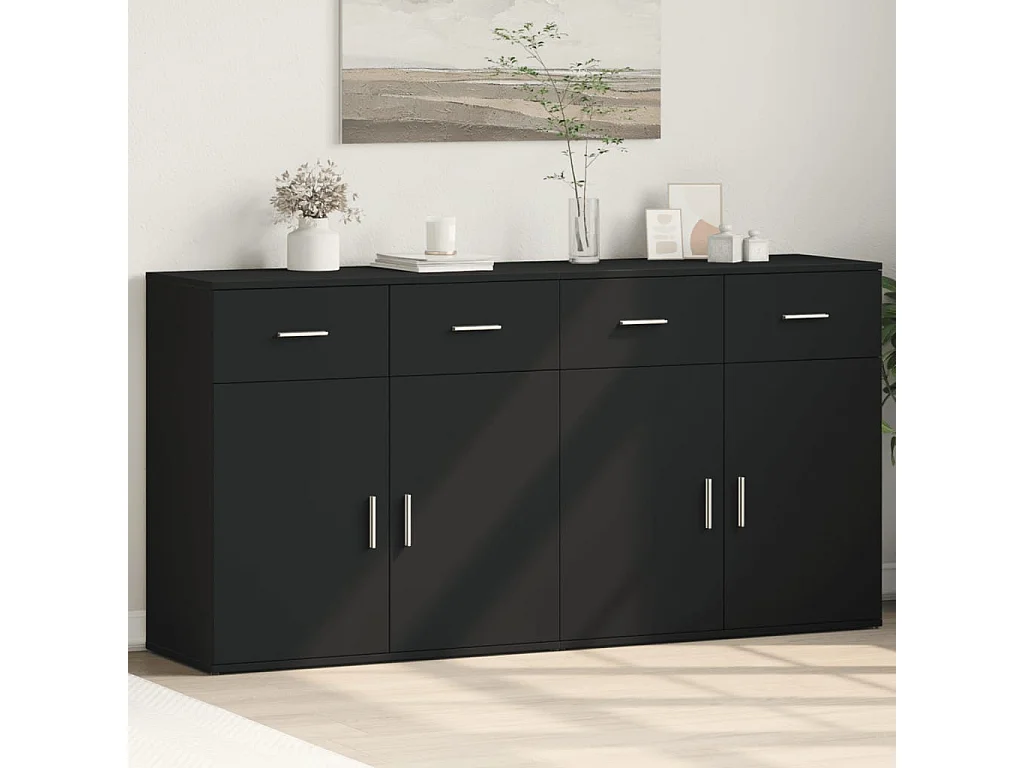 Aparadores 2 pcs 79x38x80 cm derivados de madeira preto