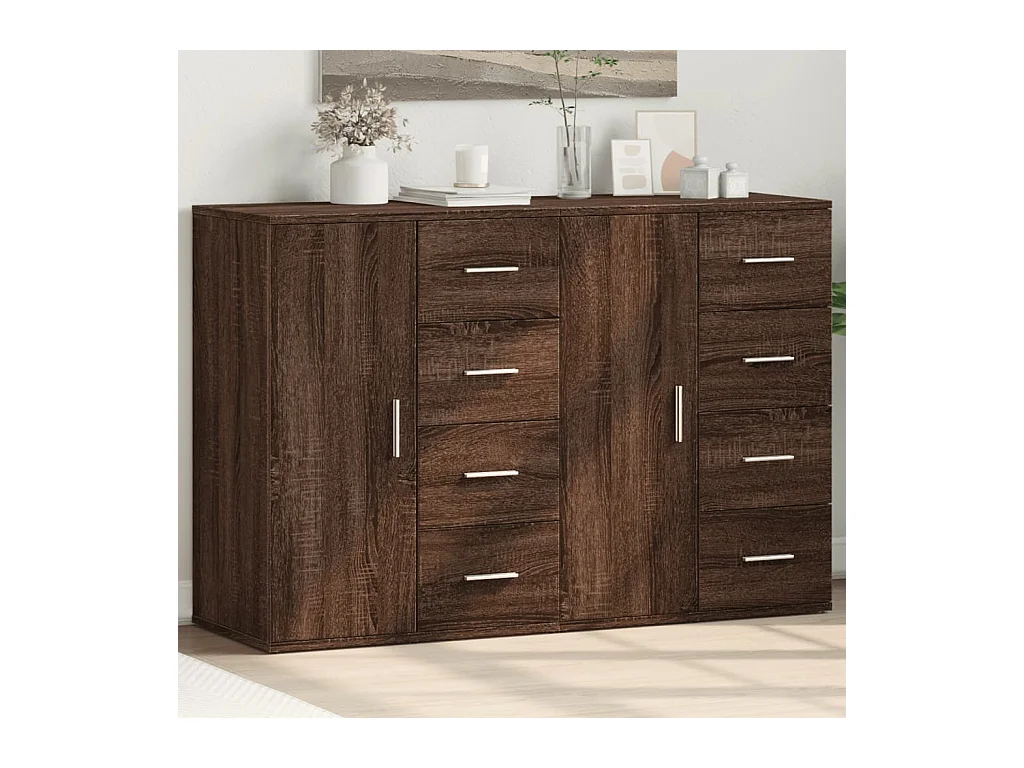 Buffets 2 pcs chêne marron 59x39x80 cm bois d'ingénierie