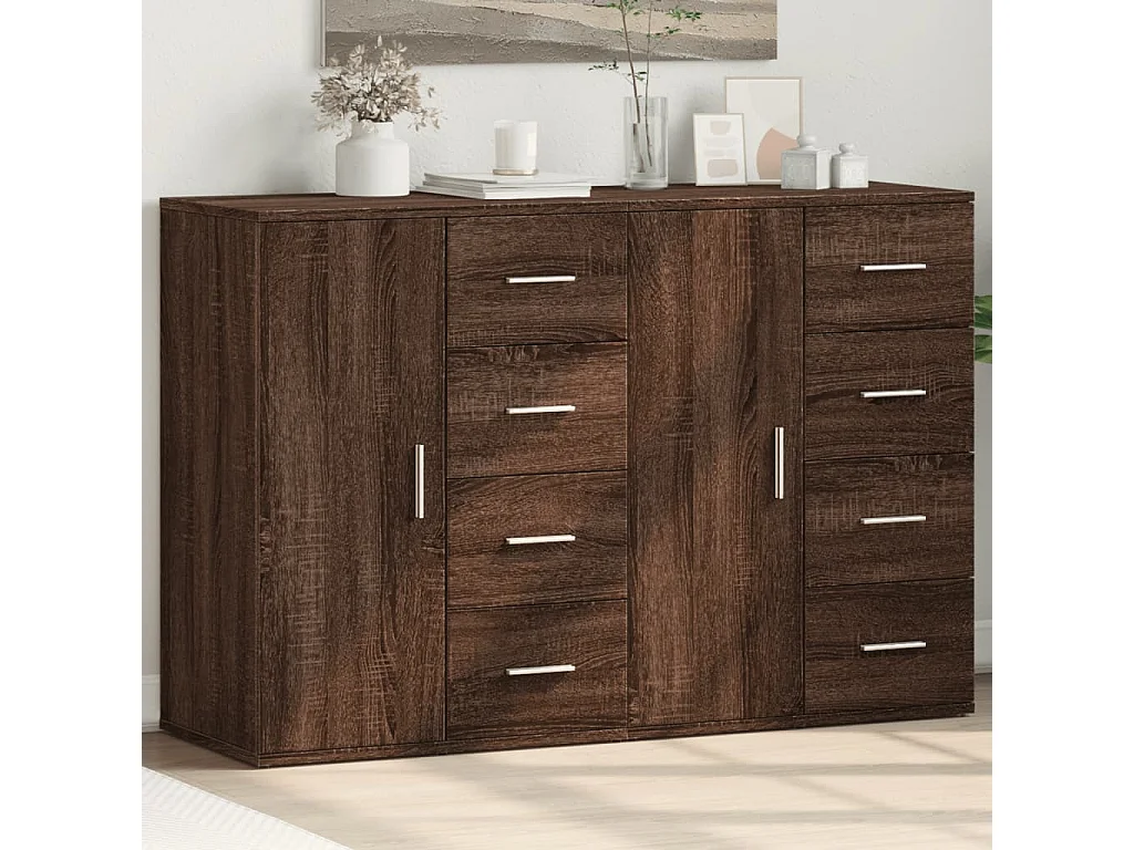 Buffets 2 pcs chêne marron 59x39x80 cm bois d'ingénierie