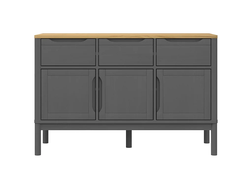 Sideboard FLORO Grau 114x43x74 cm Massivholz Kiefer