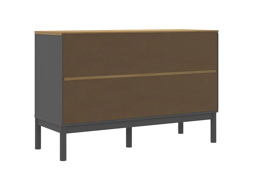 Sideboard FLORO Grau 114x43x74 cm Massivholz Kiefer