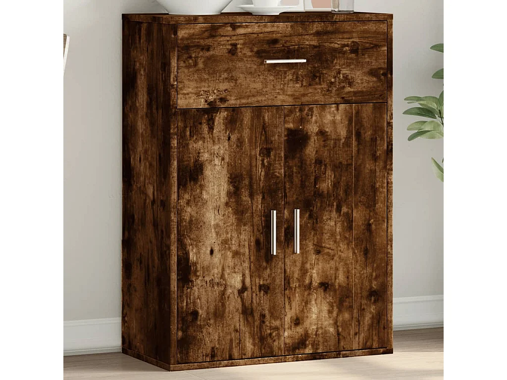 Buffet chêne fumé 60x30x84 cm bois d'ingénierie