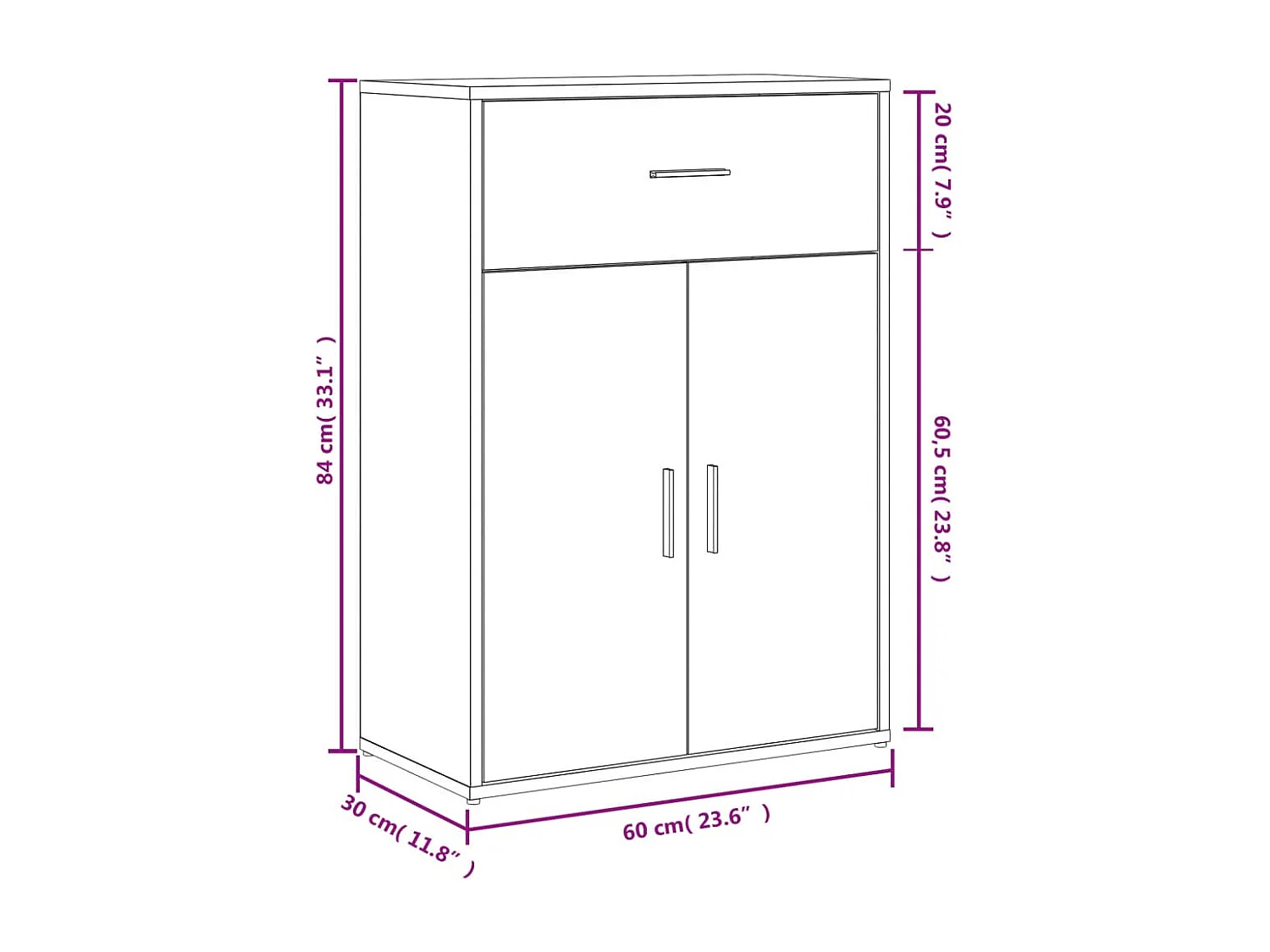 Buffet chêne fumé 60x30x84 cm bois d'ingénierie