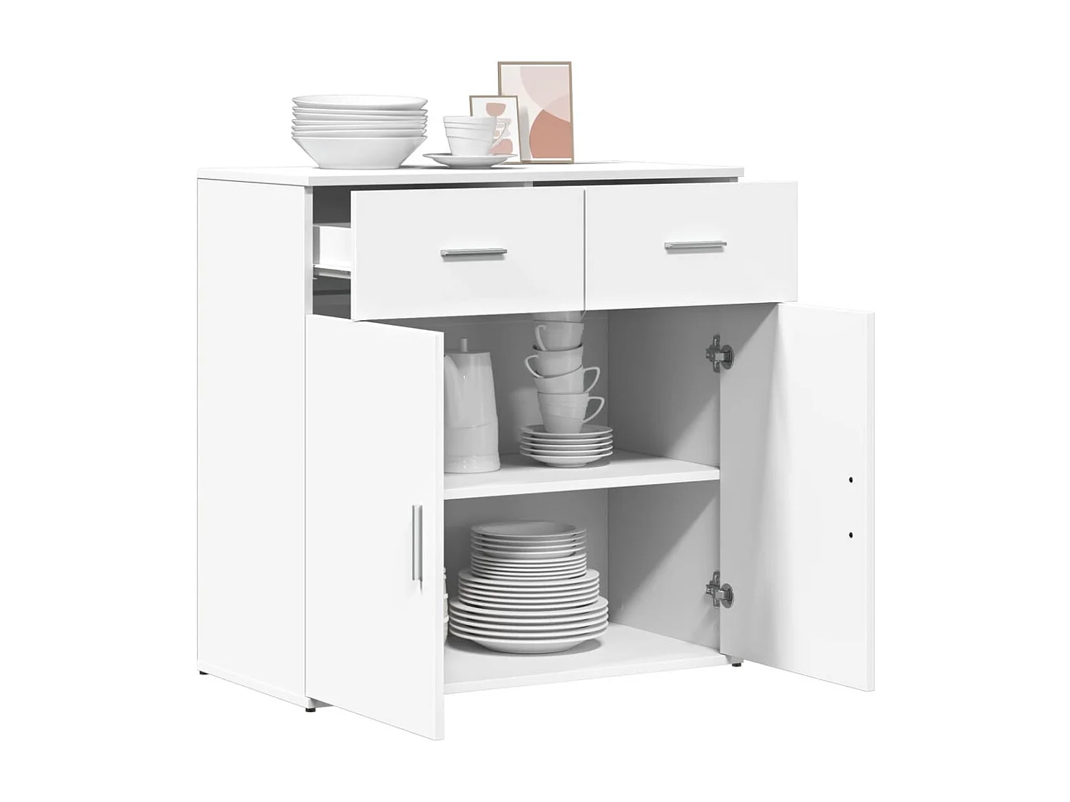 Dressoir 79x38x80 cm bewerkt hout wit