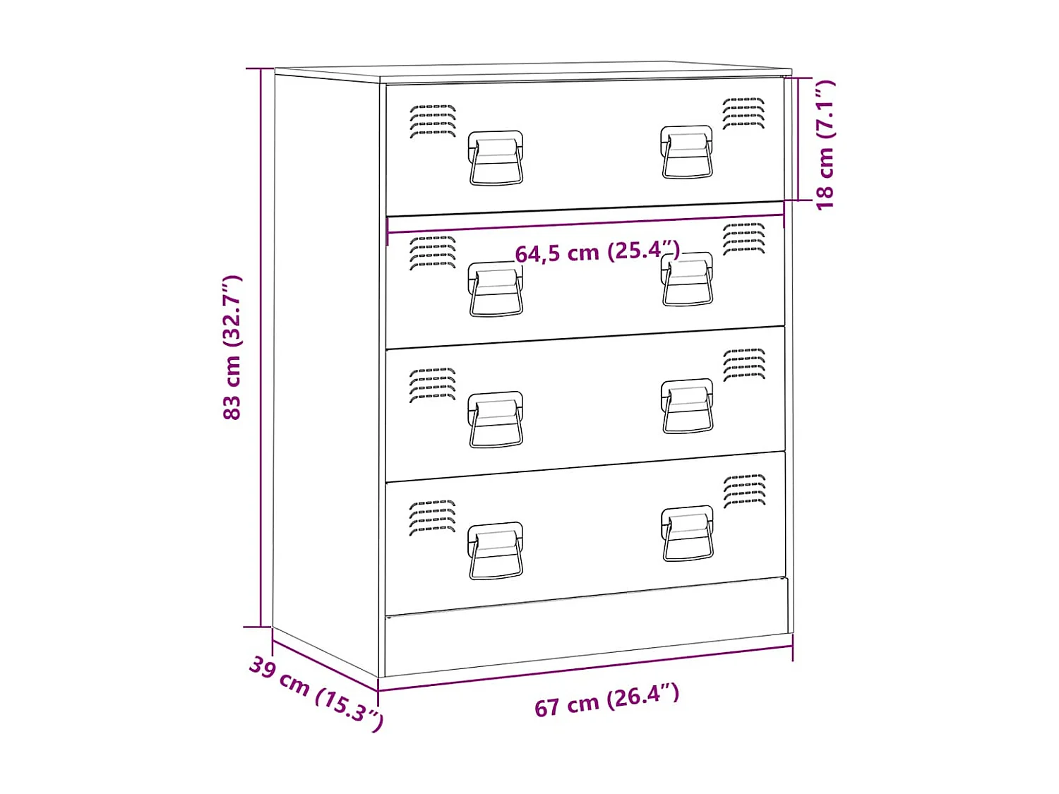 Buffet anthracite 67x39x83 cm acier