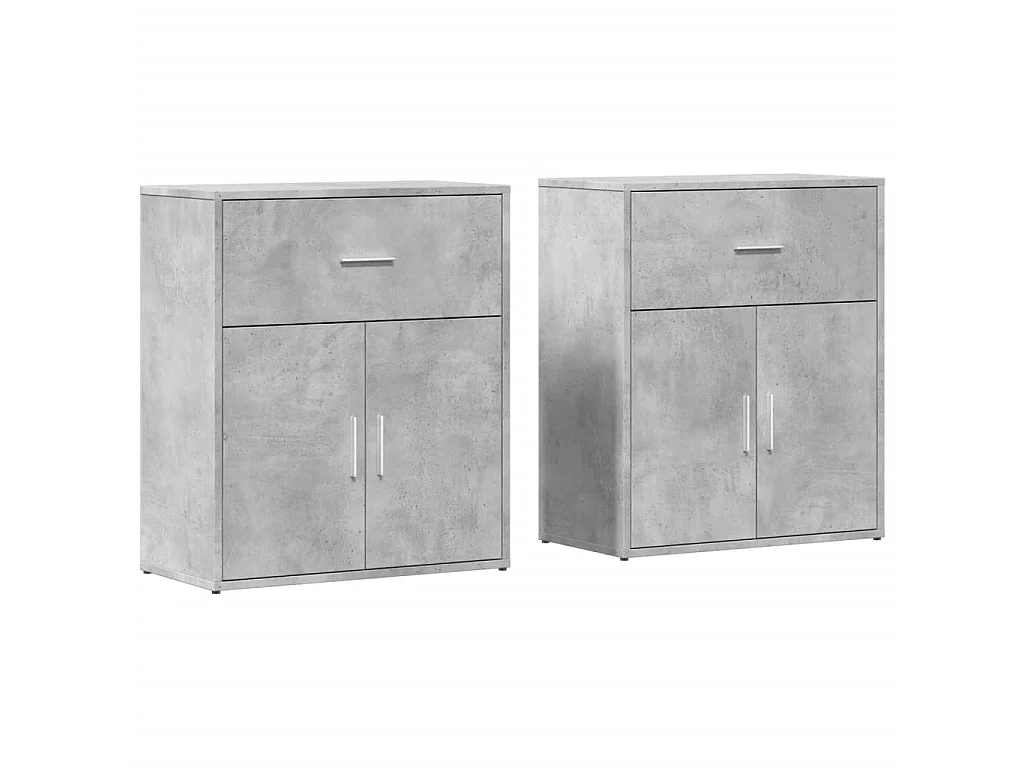 Buffets 2 pcs gris béton 60x31x70 cm bois d'ingénierie