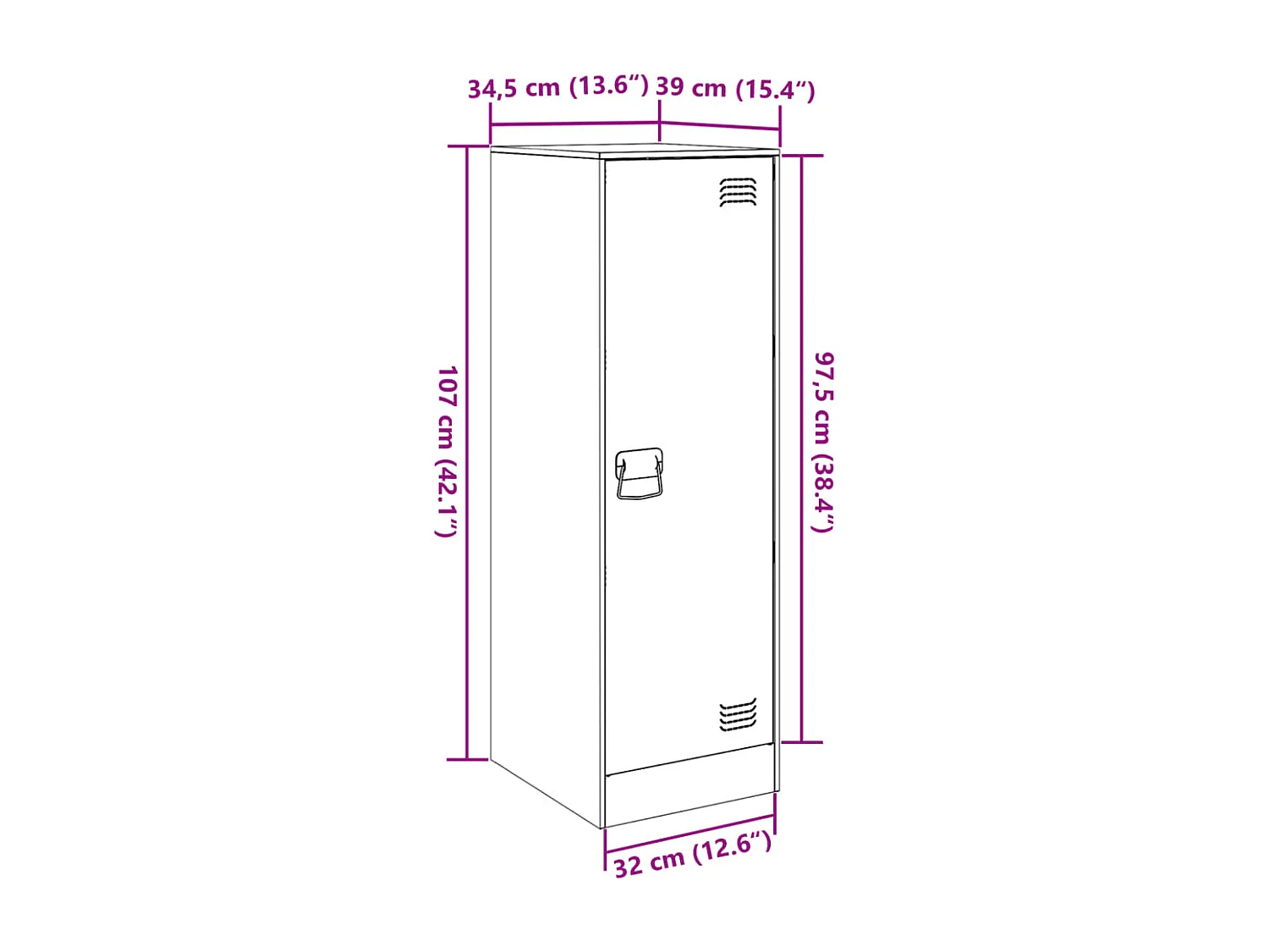 Aparador de acero gris antracita 34,5x39x107 cm