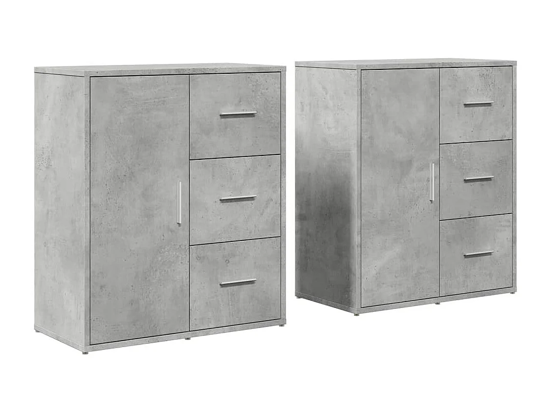 Dressoirs 2 st 60x31x70 cm bewerkt hout betongrijs
