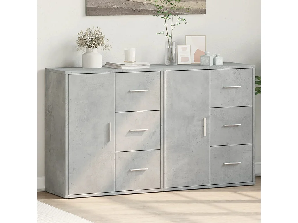 Dressoirs 2 st 60x31x70 cm bewerkt hout betongrijs