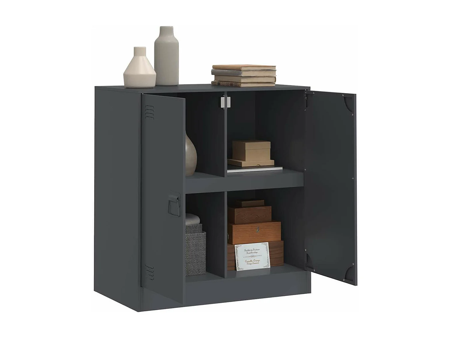 Dressoir 67x39x73 cm staal antracietkleurig