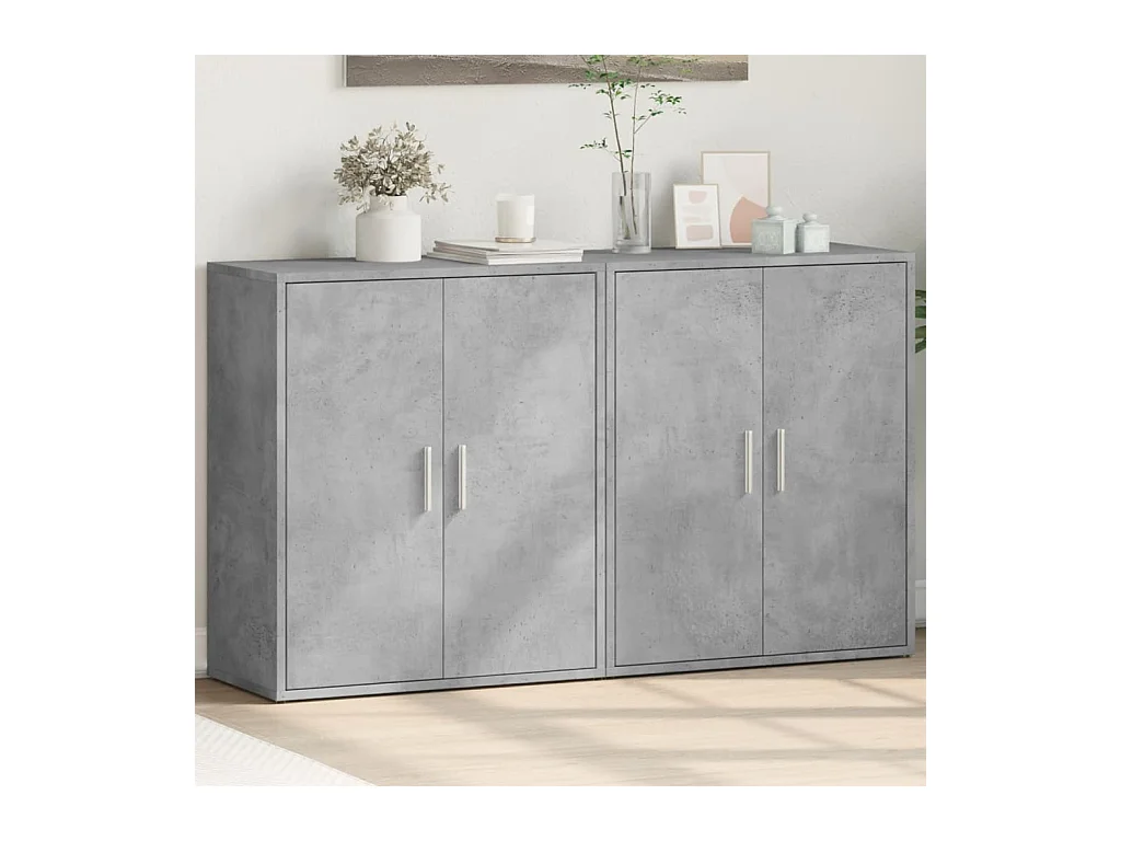 Buffets 2 pcs gris béton 60x31x70 cm bois d'ingénierie