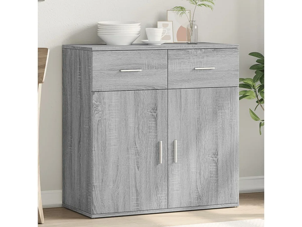 Dressoir 79x38x80 cm bewerkt hout grijs sonoma