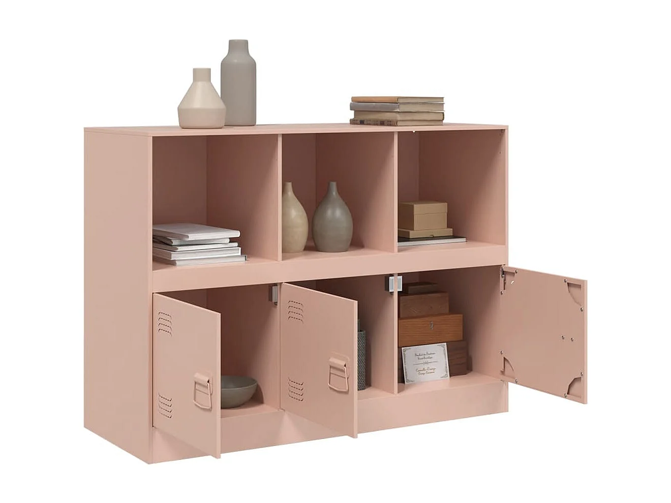 Dressoir 99x39x73 cm staal roze