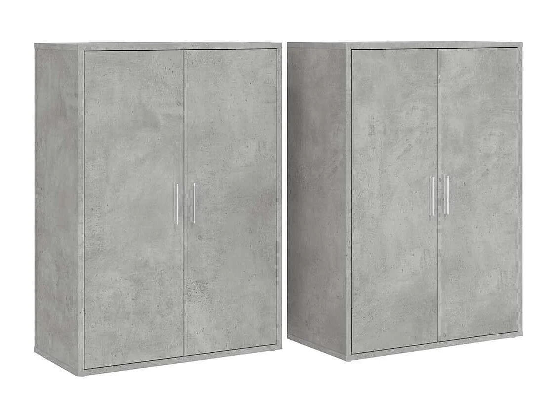 Buffets 2 pcs gris béton 60x31x84 cm bois d'ingénierie