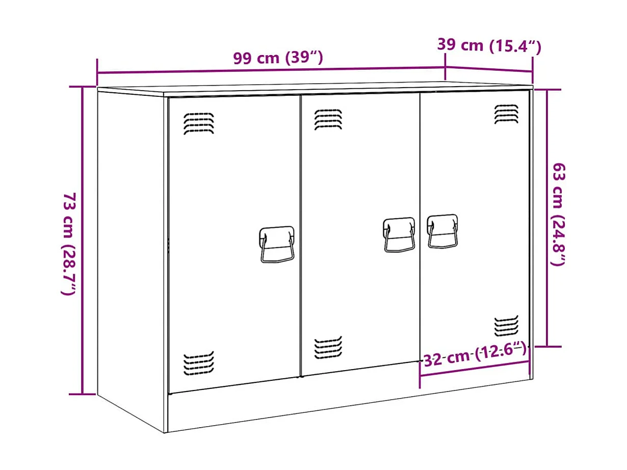 Sideboard Rosa 99x39x73 cm Stahl