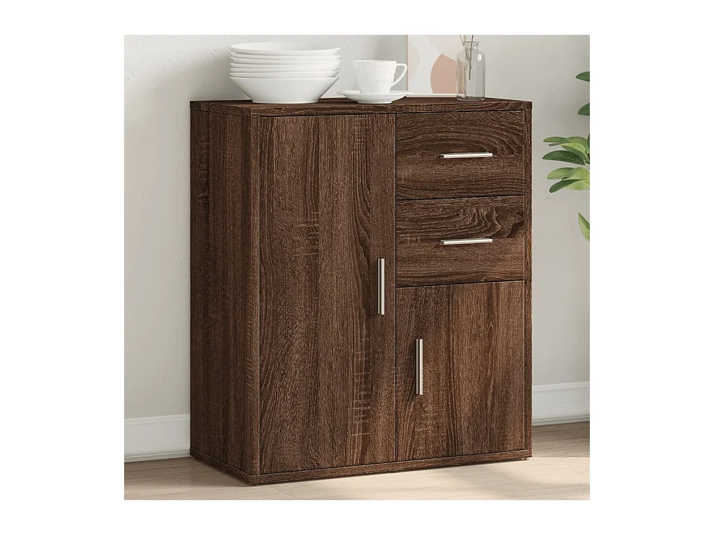 Dressoir 60x31x70 cm bewerkt hout bruin eikenkleurig