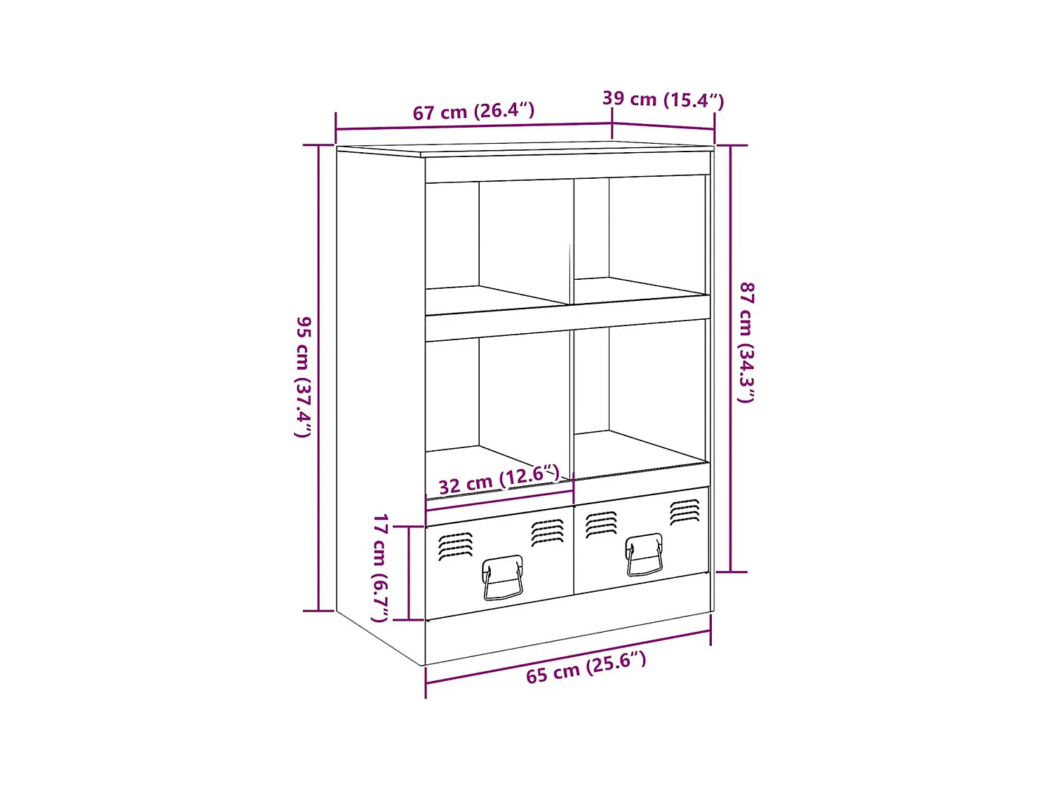 Aparador de acero gris antracita 67x39x95 cm