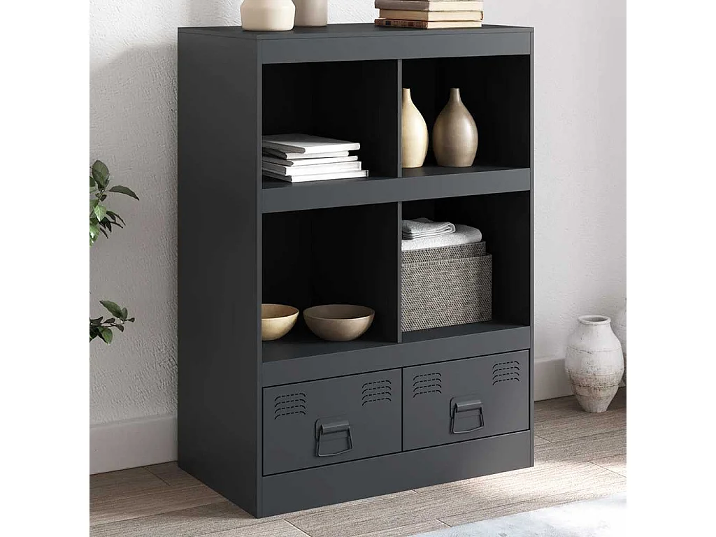 Hoge kast 67x39x95 cm staal antracietkleurig