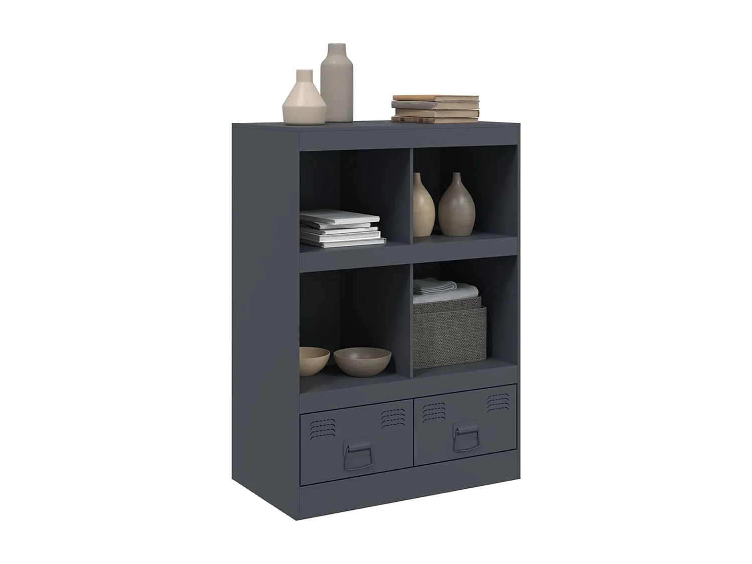 Hoge kast 67x39x95 cm staal antracietkleurig
