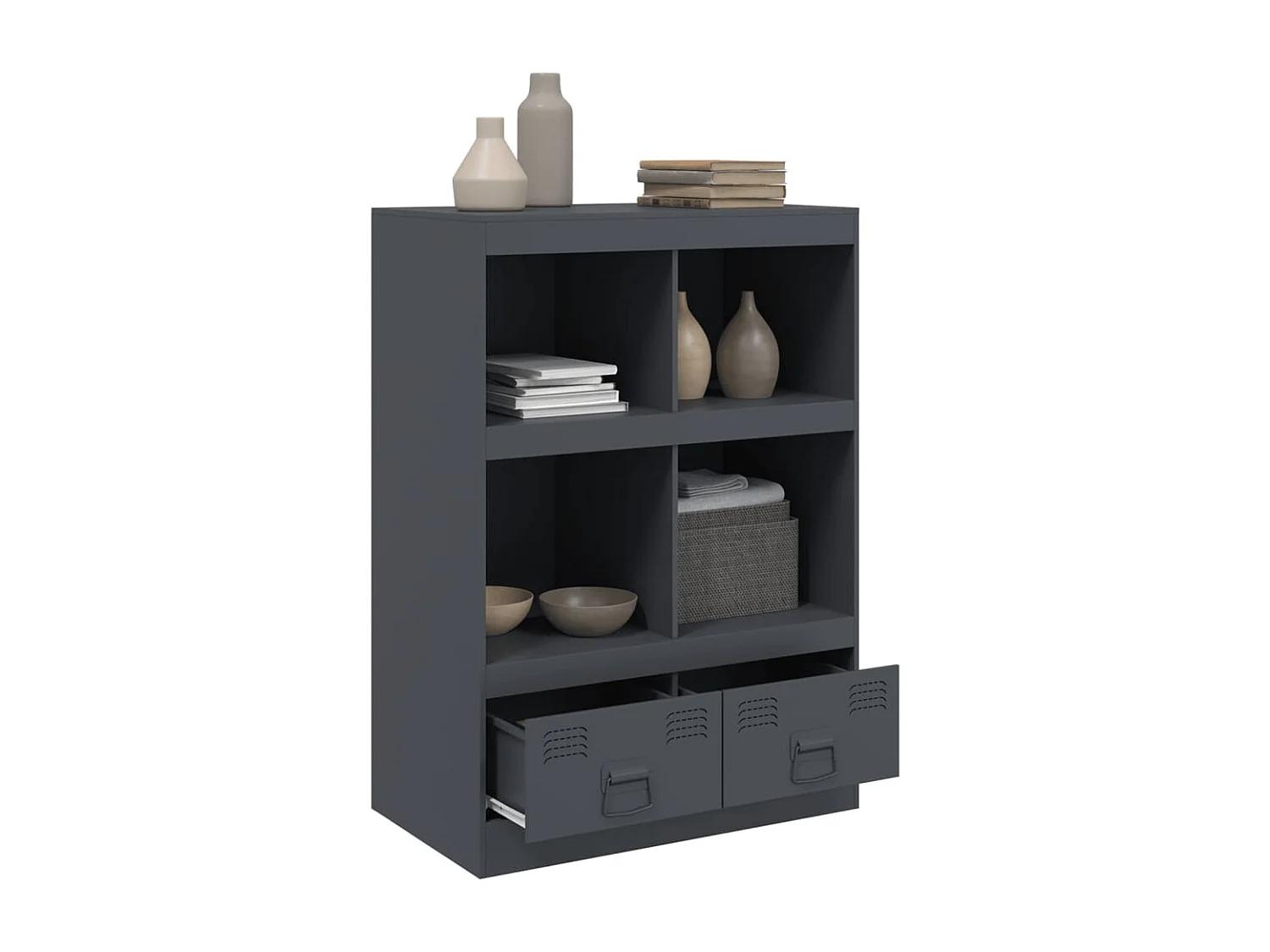 Hoge kast 67x39x95 cm staal antracietkleurig