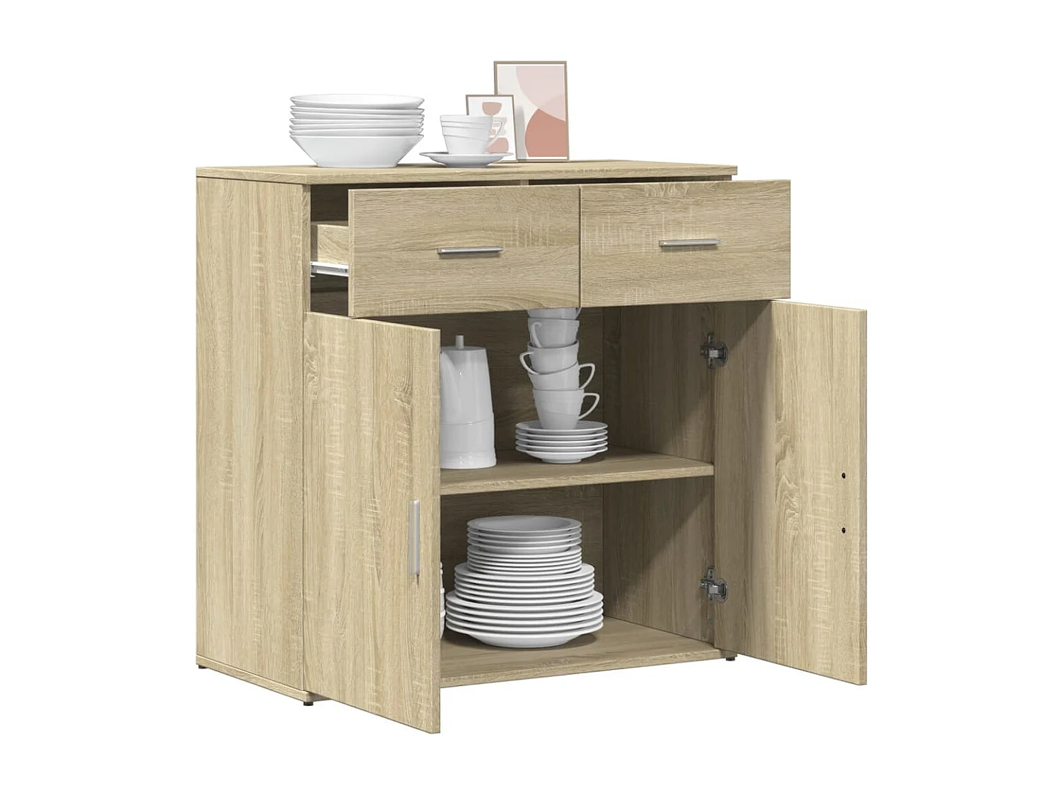 Dressoir 79x38x80 cm bewerkt hout sonoma eikenkleurig