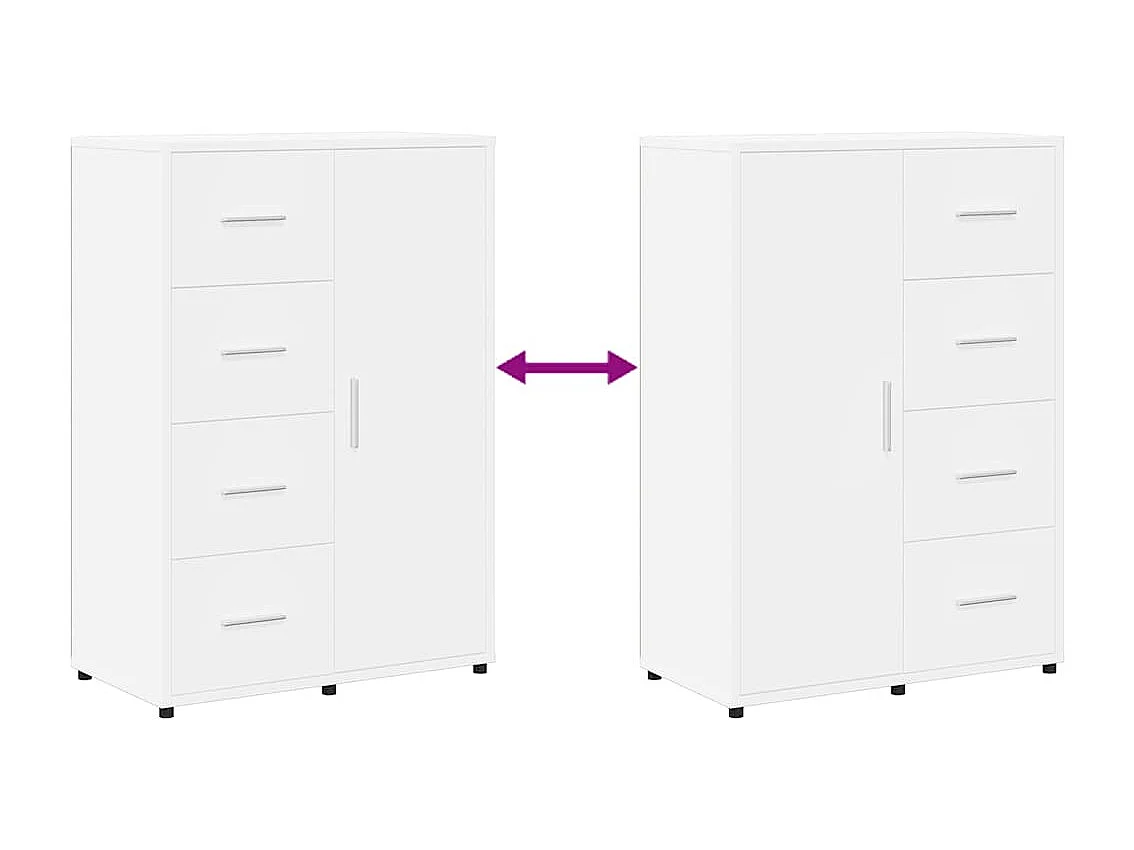 Credenze 2 pz Bianche 60x31x84 cm in Legno Multistrato