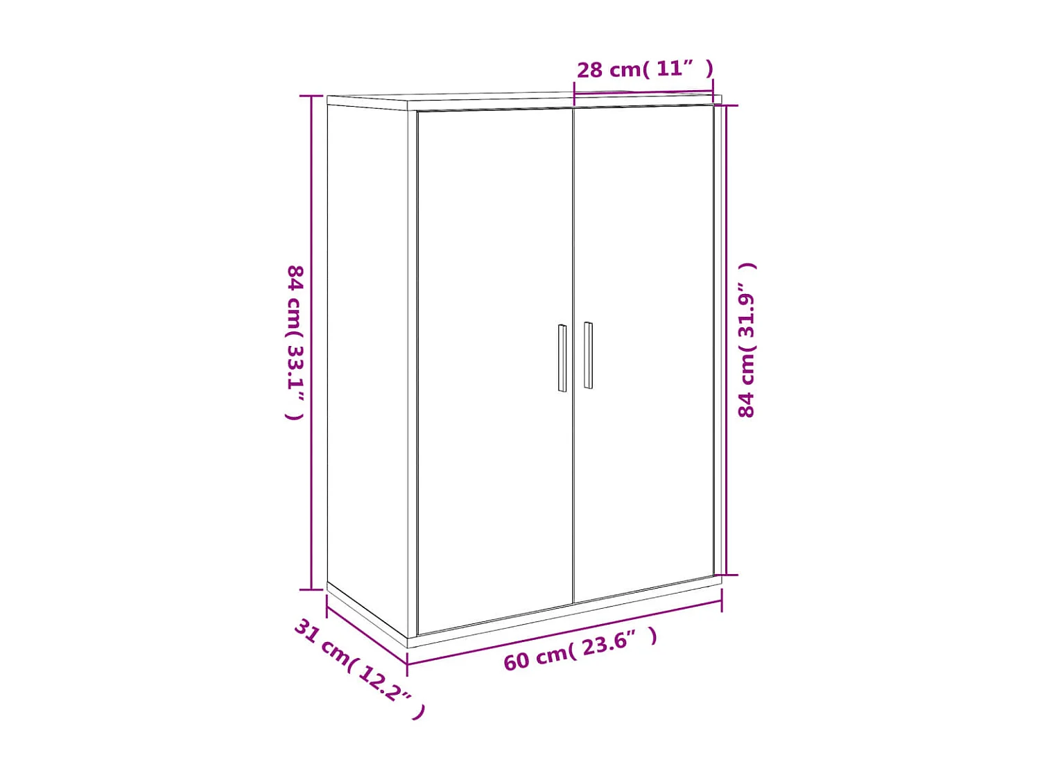 Dressoir 60x31x84 cm bewerkt hout zwart