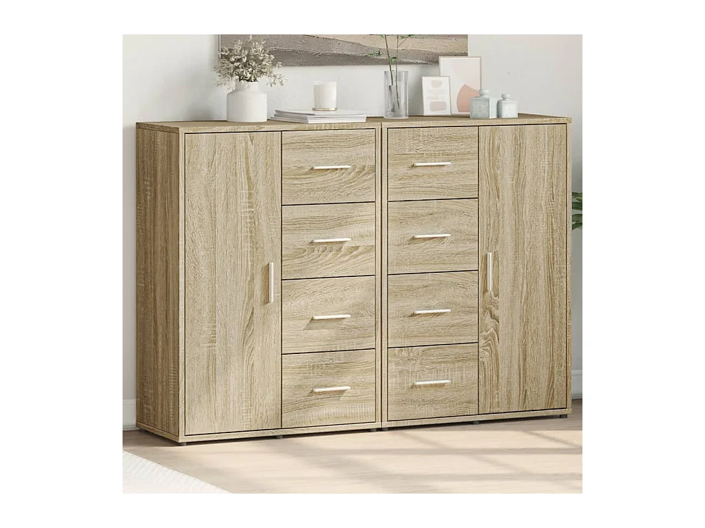 Buffets 2 pcs chêne sonoma 60x31x84 cm bois d'ingénierie