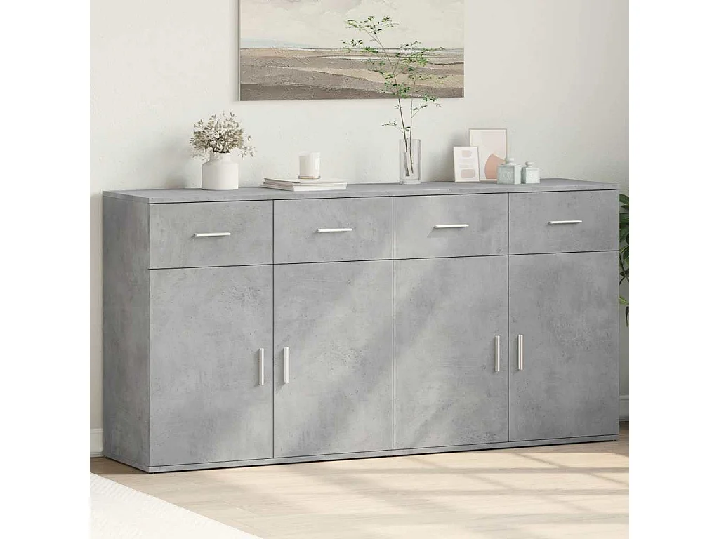 Buffets 2 pcs gris béton 79x38x80 cm bois d'ingénierie