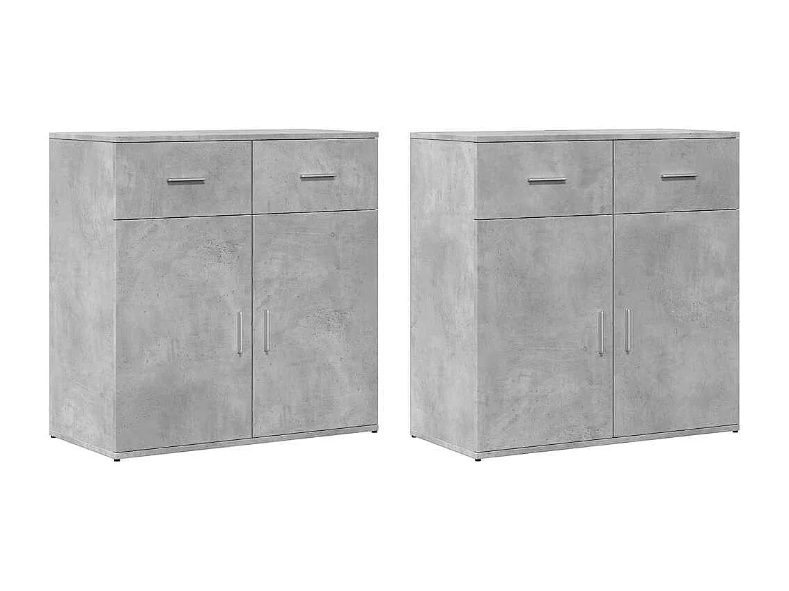 Buffets 2 pcs gris béton 79x38x80 cm bois d'ingénierie