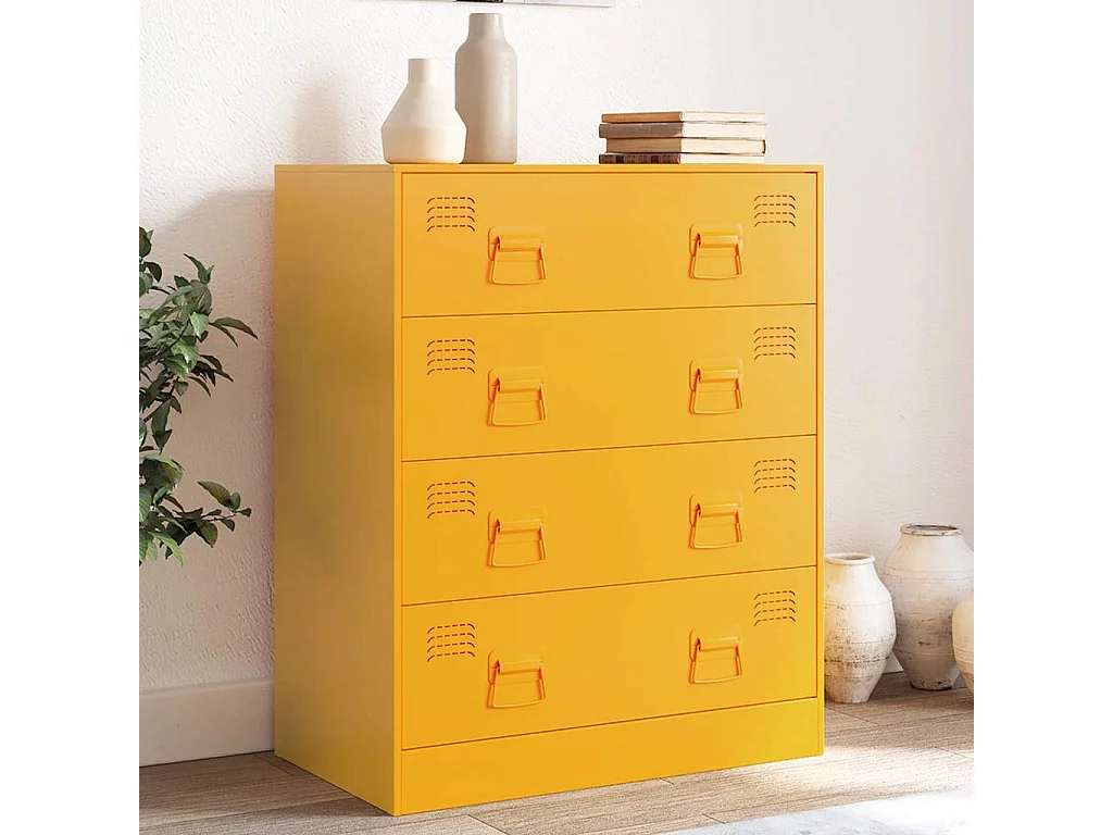 Aparador 67x39x83 cm aço amarelo mostarda