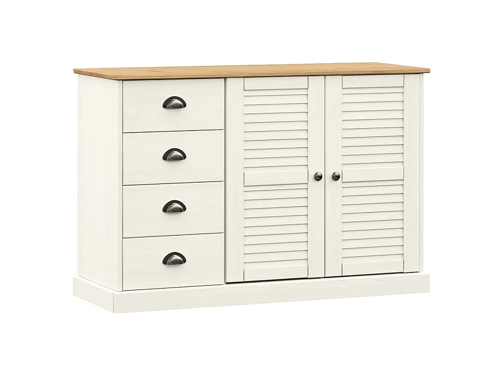 Buffet avec tiroirs VIGO 113x40x75 cm blanc bois massif de pin