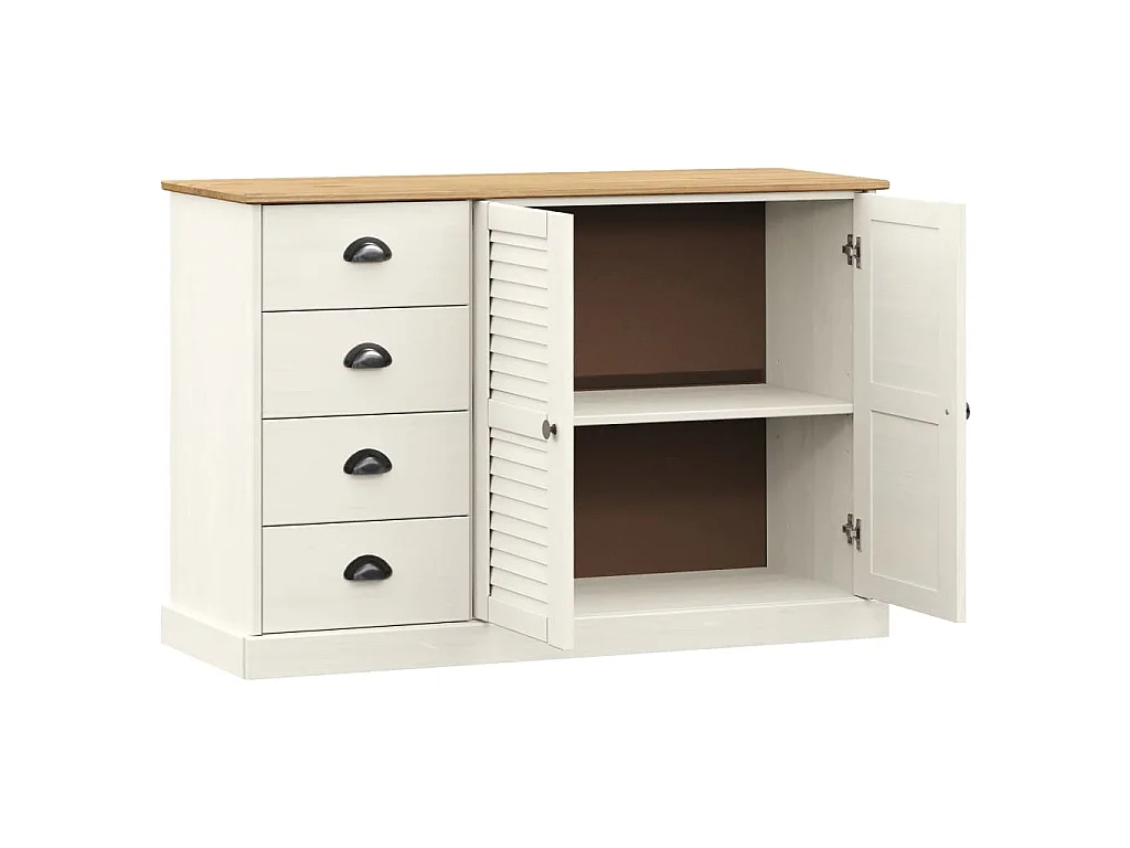 Buffet avec tiroirs VIGO 113x40x75 cm blanc bois massif de pin