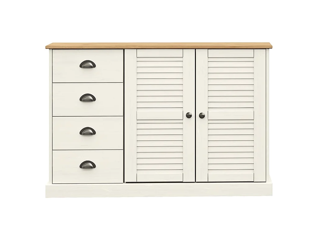 Buffet avec tiroirs VIGO 113x40x75 cm blanc bois massif de pin