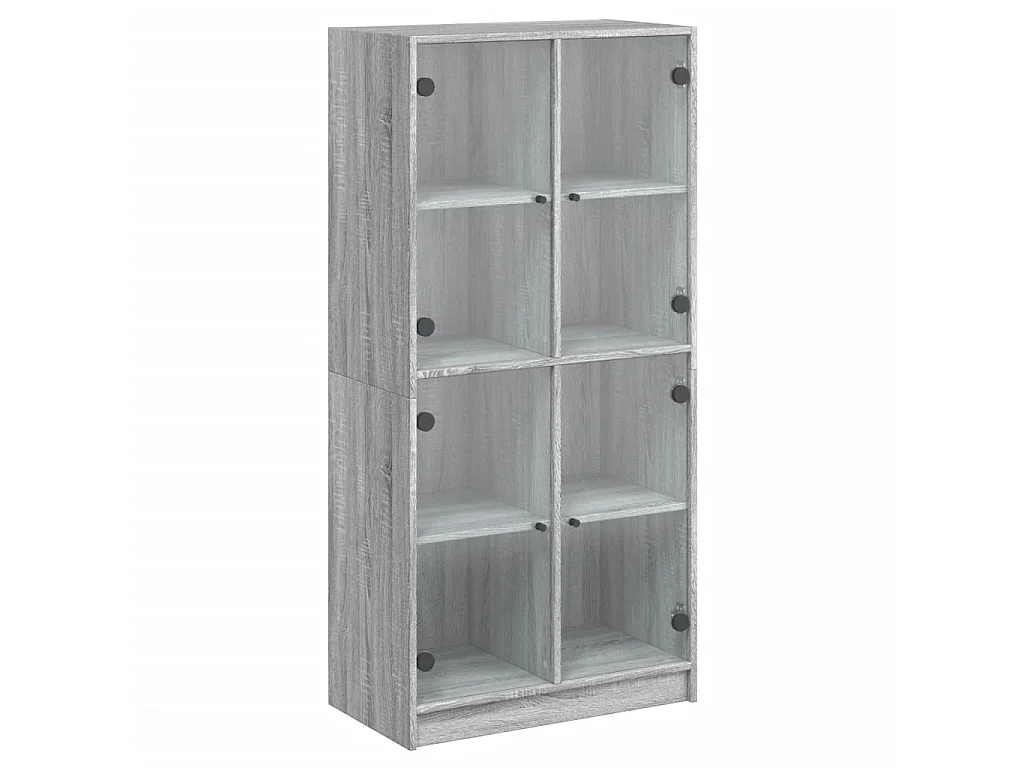 Hoge kast met deuren 68x37x142 cm bewerkt hout grijs sonoma