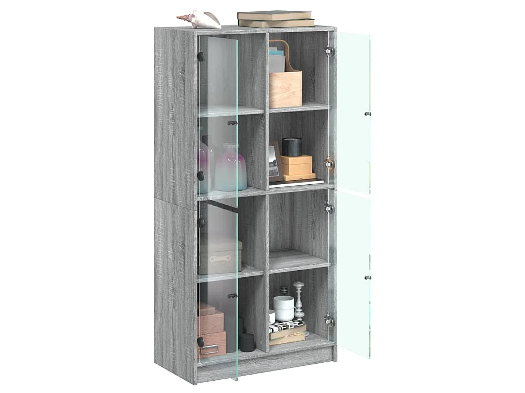 Hoge kast met deuren 68x37x142 cm bewerkt hout grijs sonoma