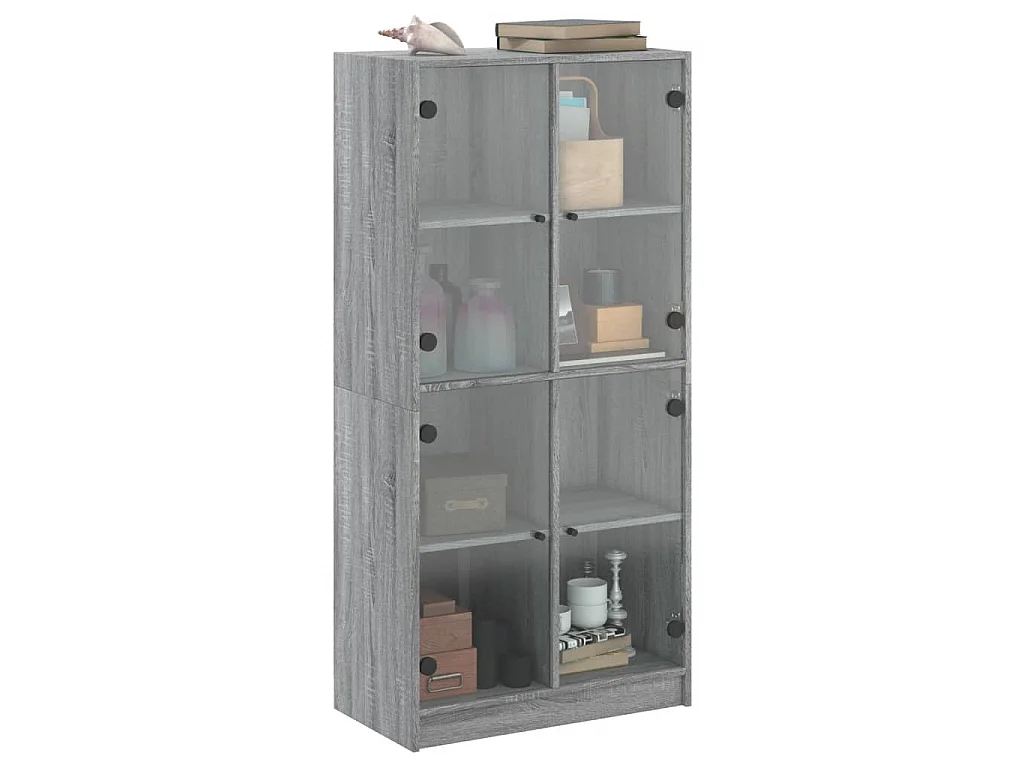 Hoge kast met deuren 68x37x142 cm bewerkt hout grijs sonoma