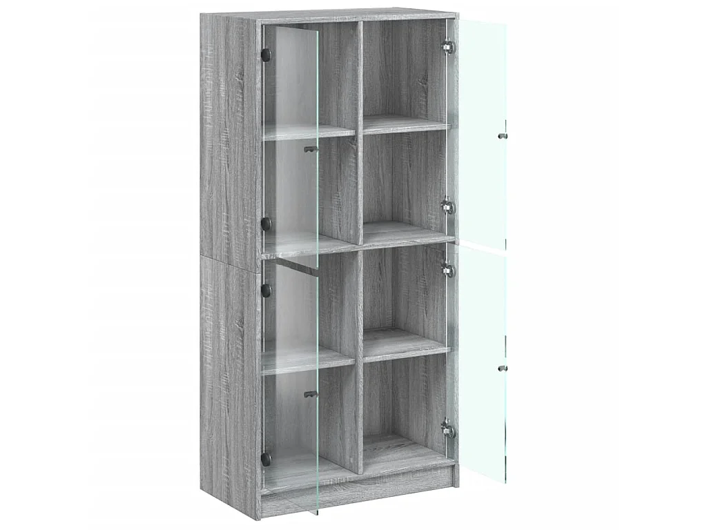 Hoge kast met deuren 68x37x142 cm bewerkt hout grijs sonoma